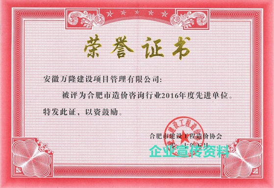合肥市建設(shè)工程造價協(xié)會先進(jìn)單位
